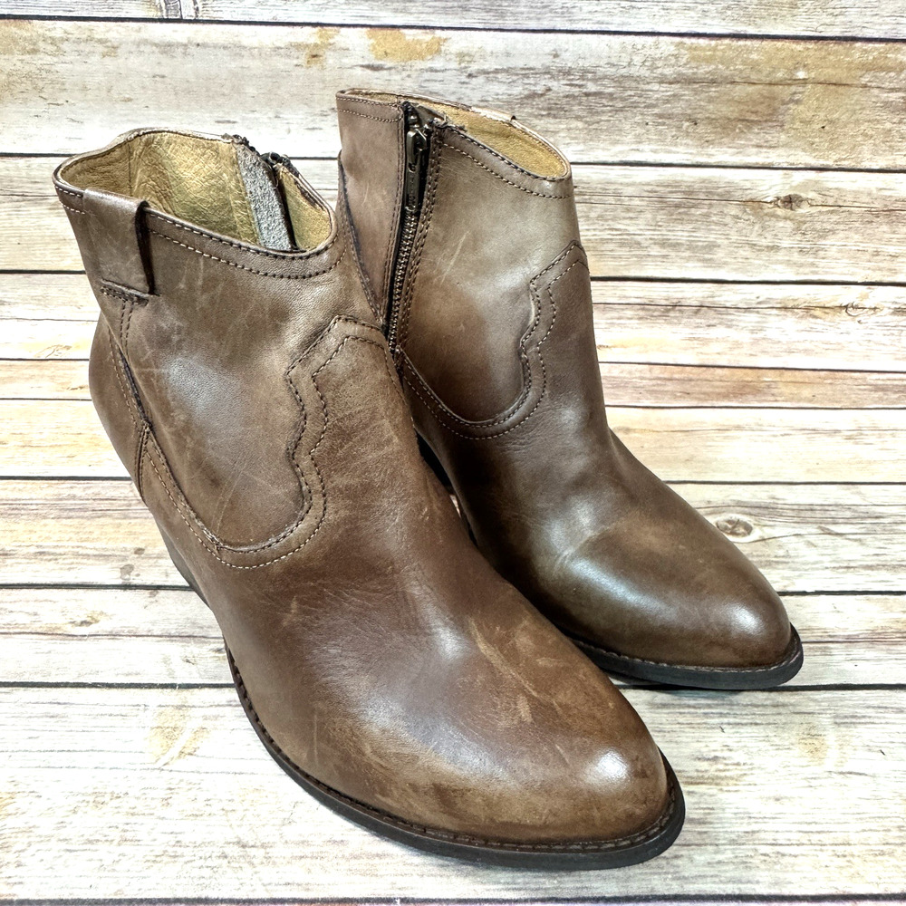 Steve Madden Womens Brown Leather So Good Western Ankle Boots 9.5 Boho